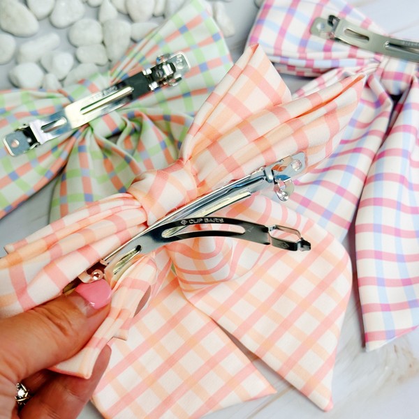 Plaid Bow Hair Clip