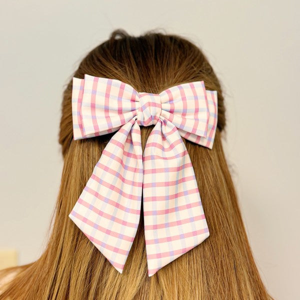 Plaid Bow Hair Clip